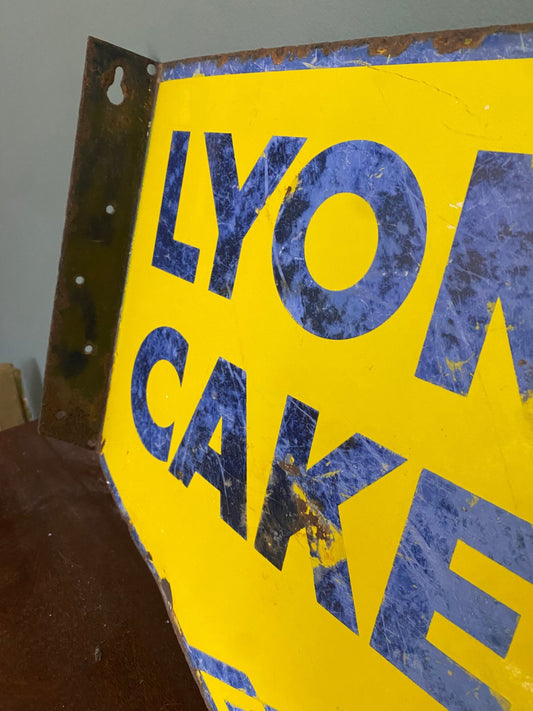 Original Double sided Lyons Cake Enamel Sign - The Vintage Allure