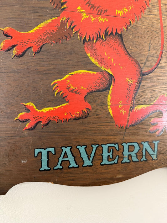 Vintage Pub Sign 'The Red Lyon Tavern' Man Cave Wall Art Bar Sign 1962 - The Vintage Allure
