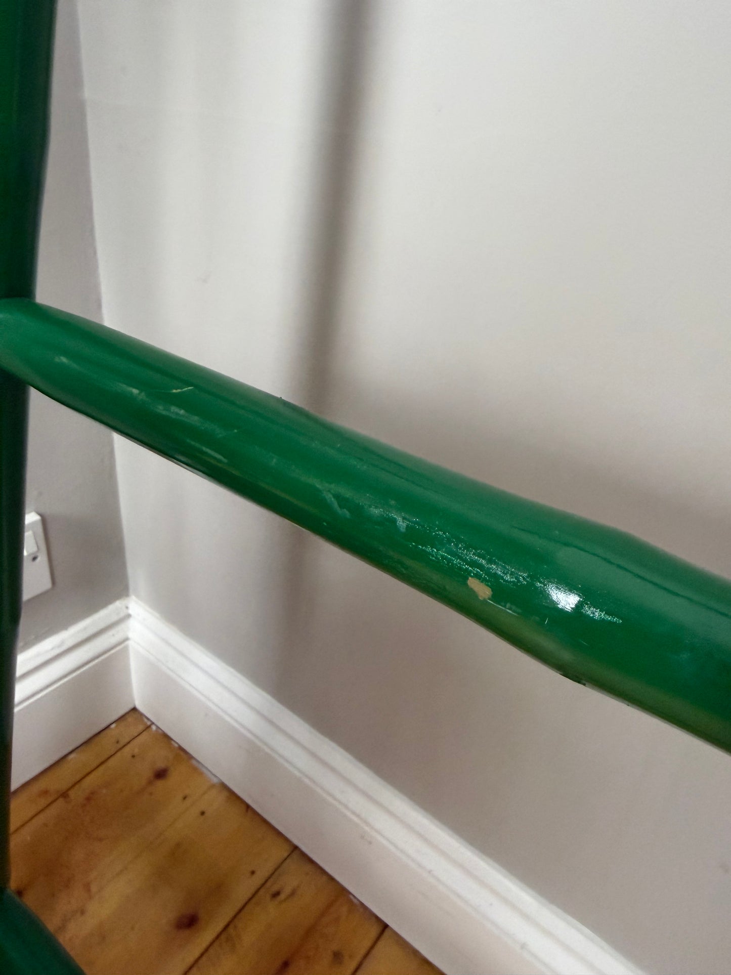 Vintage Painted Bamboo Tapered Ladder Towel Rail Green