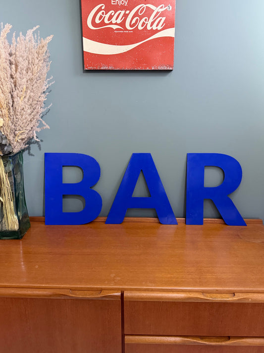 Blue 'BAR' Metal Letters