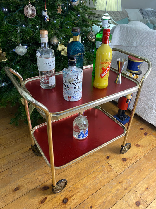 Vintage Drinks/Cocktail Trolley 1960s/70s Pink