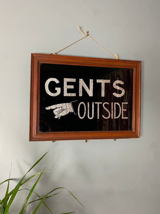 'GENTS OUTSIDE' Vintage Glass Theatre Sign - The Vintage Allure