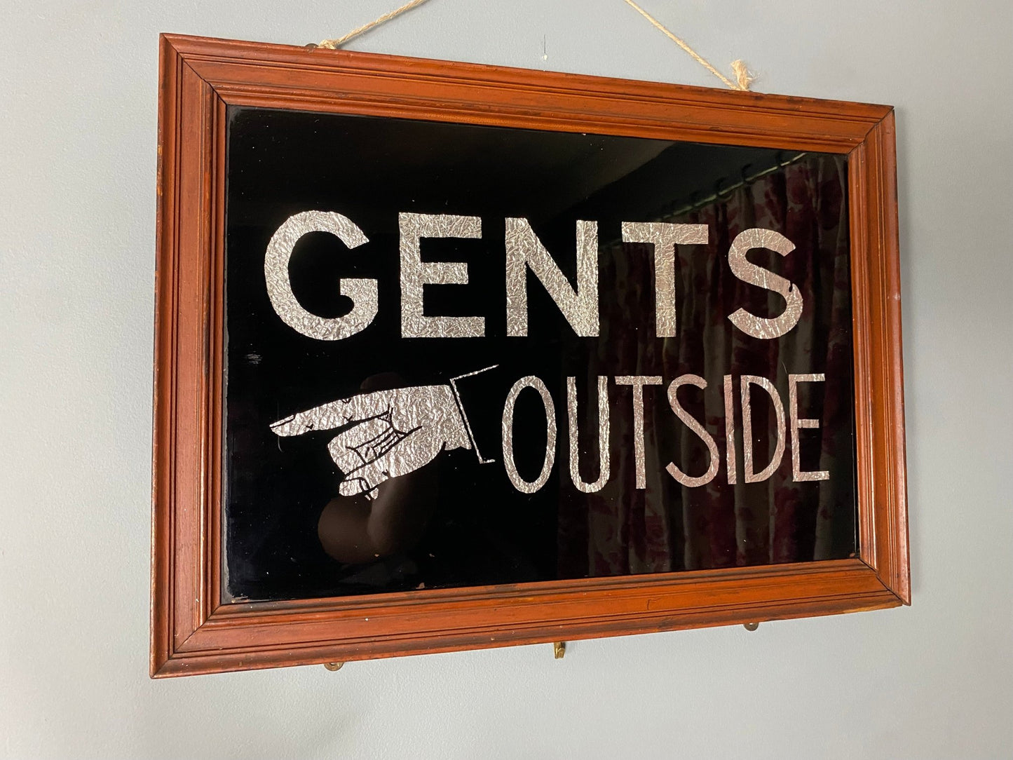'GENTS OUTSIDE' Vintage Glass Theatre Sign - The Vintage Allure