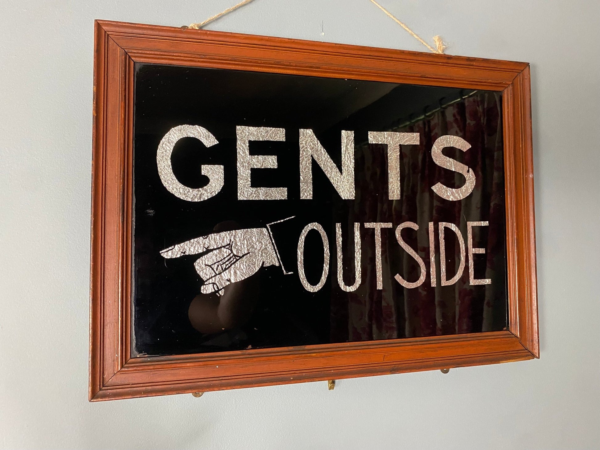 'GENTS OUTSIDE' Vintage Glass Theatre Sign - The Vintage Allure
