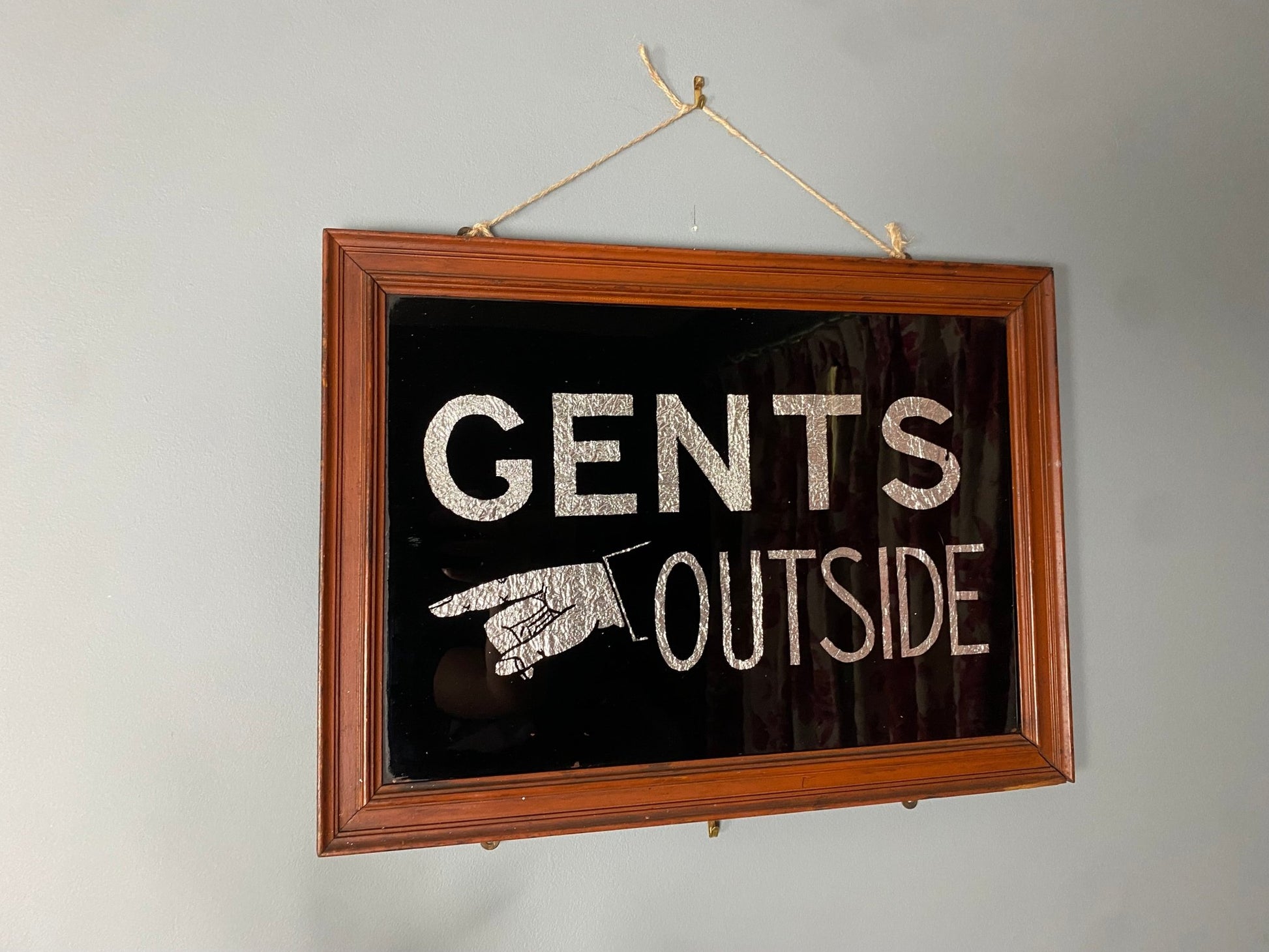 'GENTS OUTSIDE' Vintage Glass Theatre Sign - The Vintage Allure