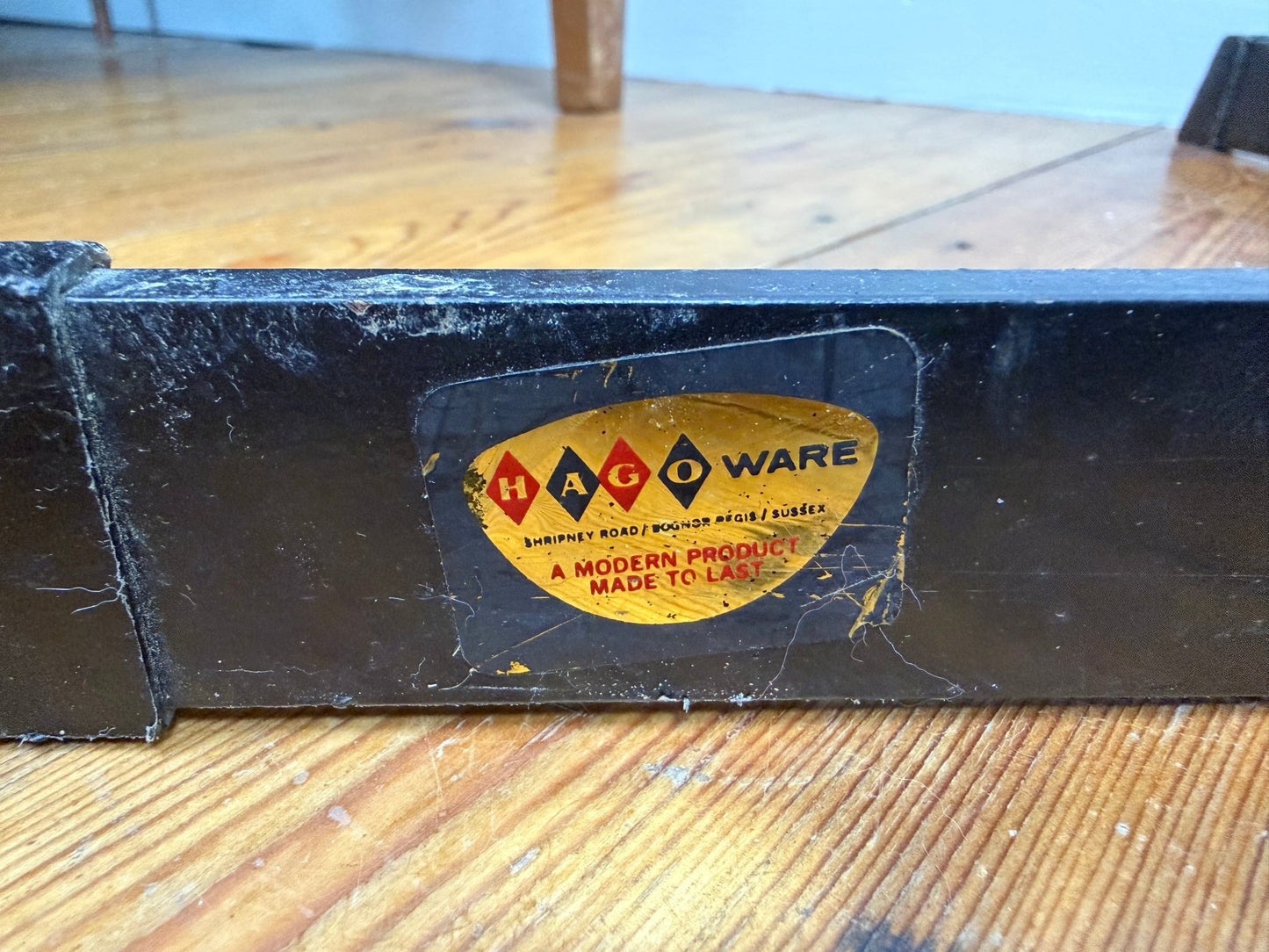 Mid - Century Atomic Coat Rack | Black Metal, Red Accents - The Vintage Allure