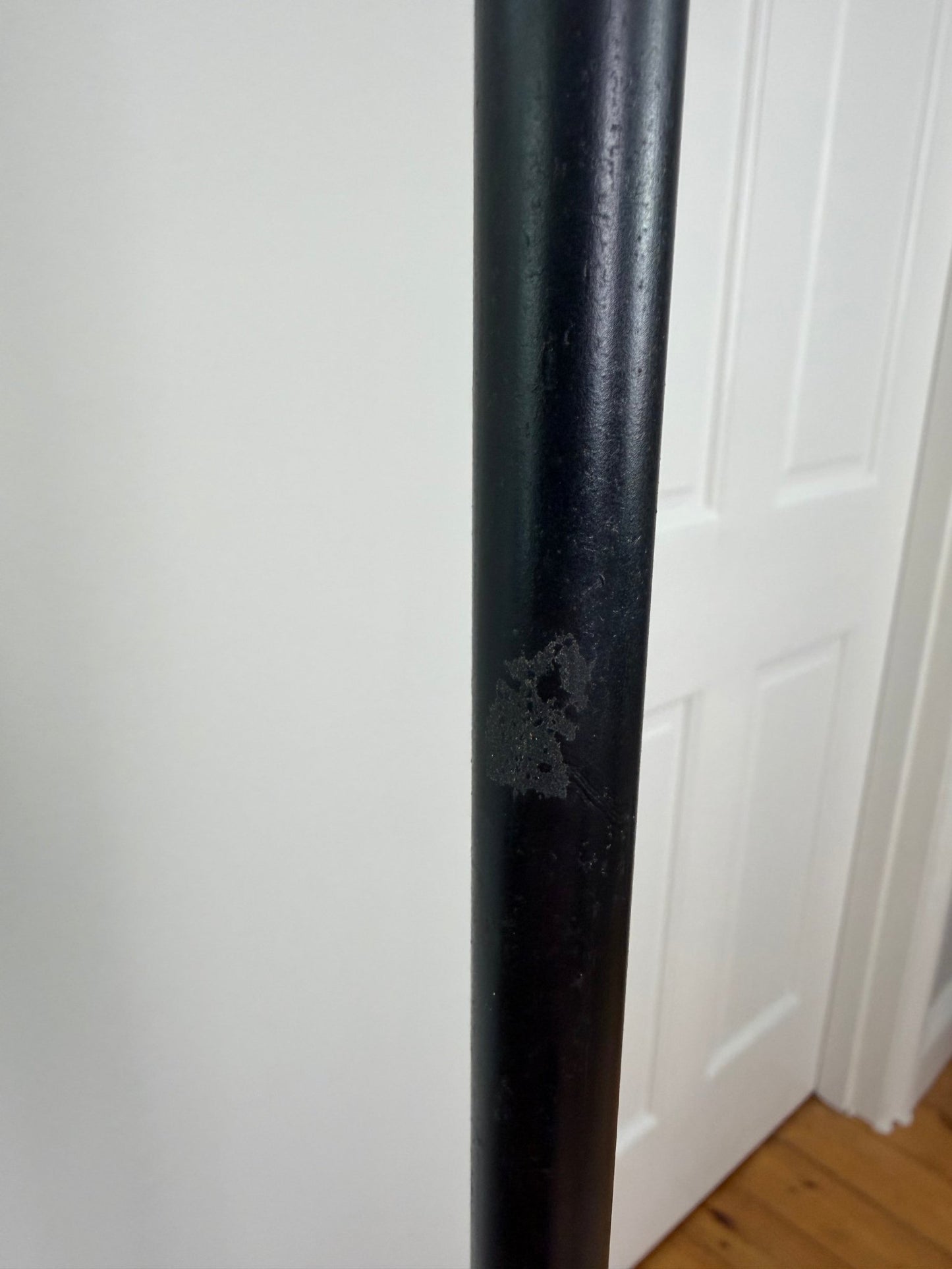 Mid - Century Atomic Coat Rack | Black Metal, Red Accents - The Vintage Allure