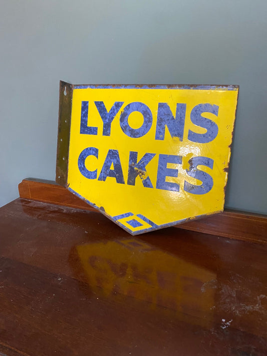 Original Double sided Lyons Cake Enamel Sign - The Vintage Allure