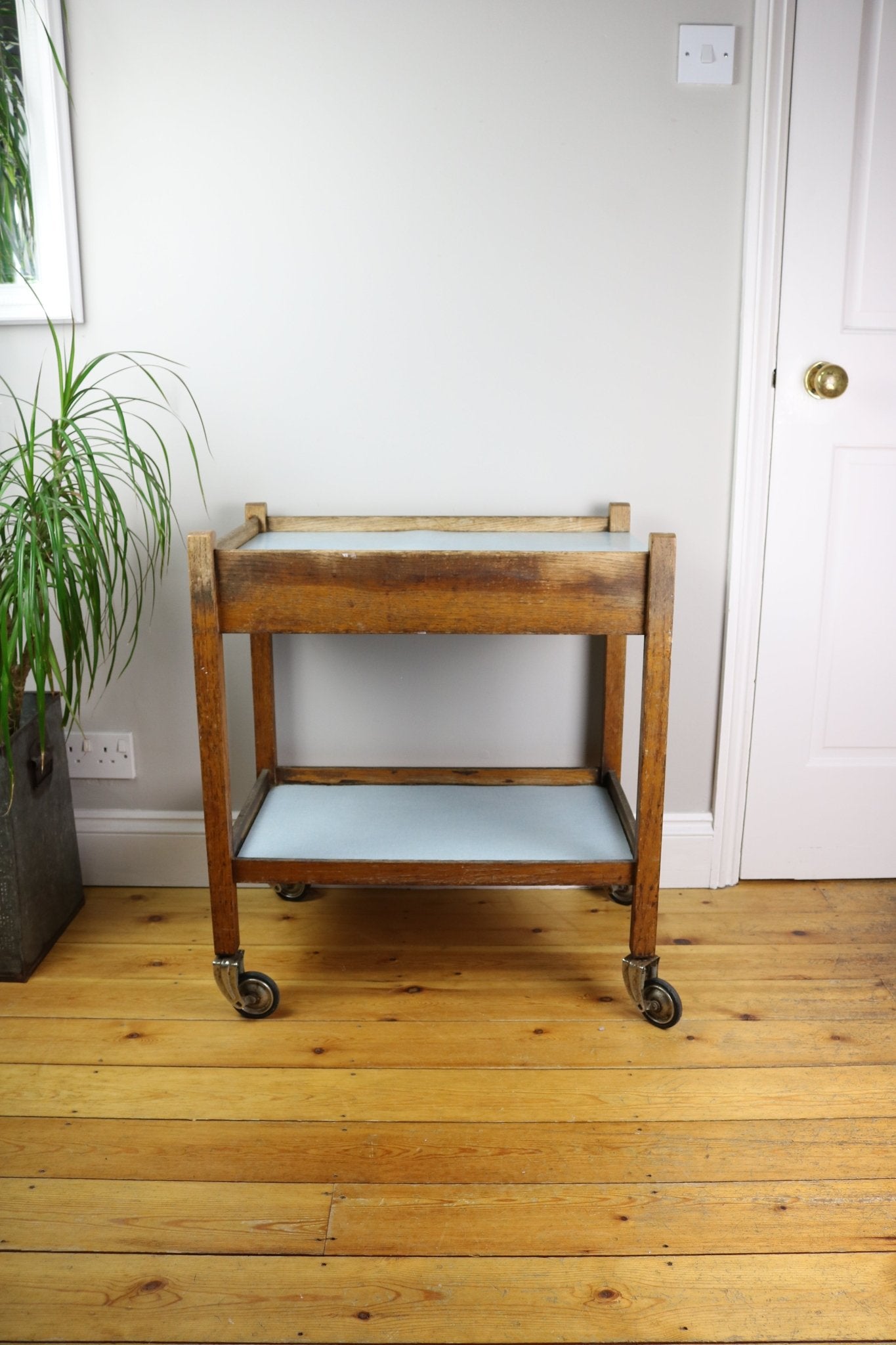 Original Vintage Oak Two Tier Drinks / Tea Trolley - The Vintage Allure