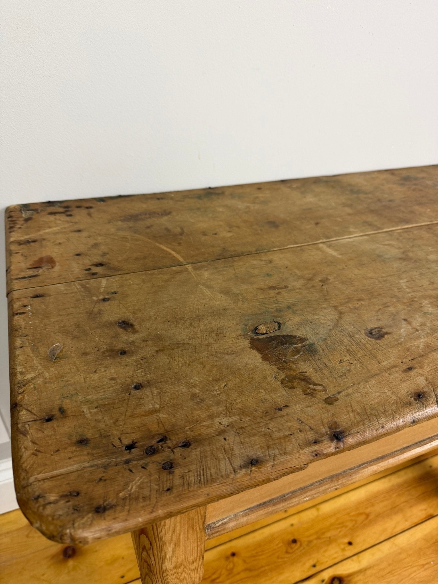 Vintage Antique Victorian Pine Farmhouse Hallway Console Table - The Vintage Allure