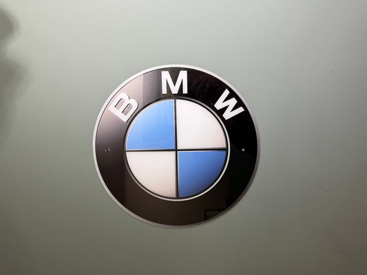 Vintage BMW Circular Perspex Wall Sign | Logo Garage Decor | Automotive Wall Art | Man Cave, Workshop, Car Lover Gift - The Vintage Allure