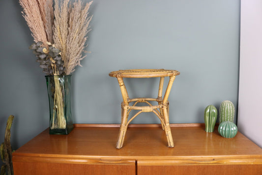 Vintage Cane Boho Side Table - The Vintage Allure