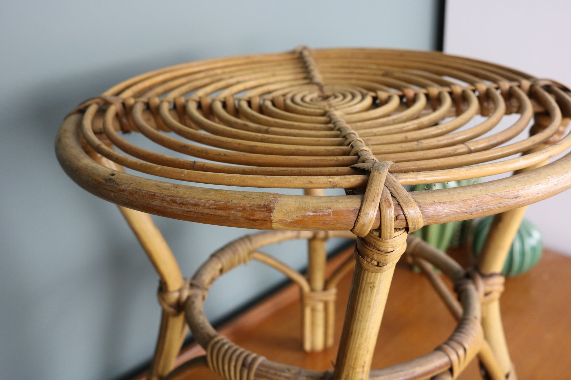 Vintage Cane Boho Side Table - The Vintage Allure