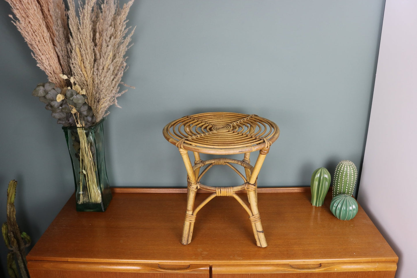 Vintage Cane Boho Side Table - The Vintage Allure