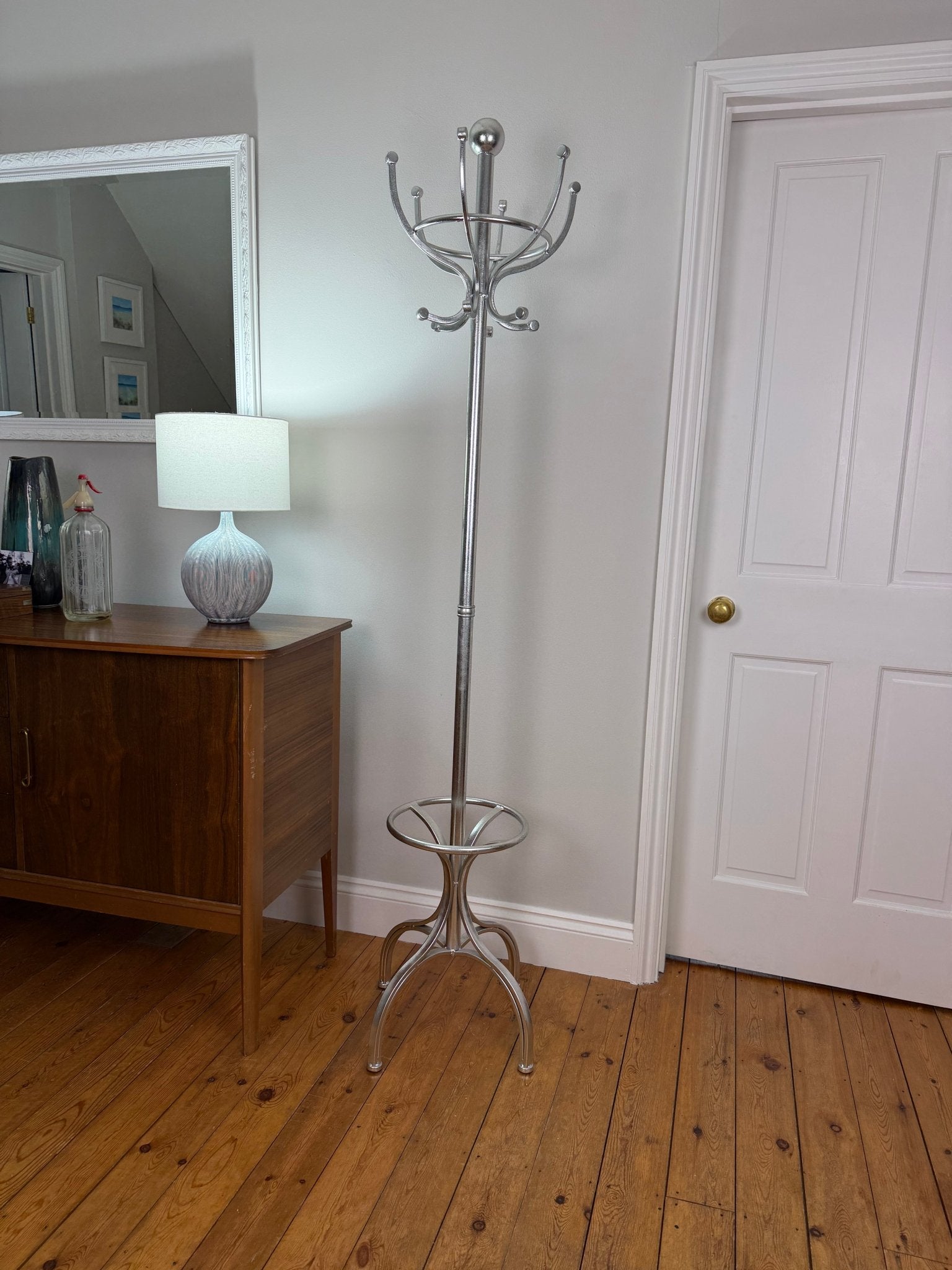 Vintage Chrome Coat Rack Mid - Century Modern Hall Stand - The Vintage Allure