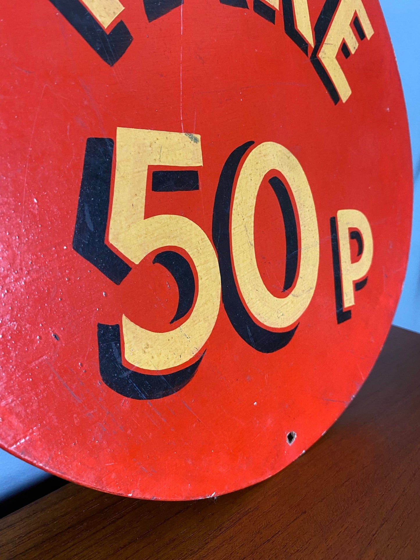 Vintage 'Fare 50p' Fairground Sign - The Vintage Allure