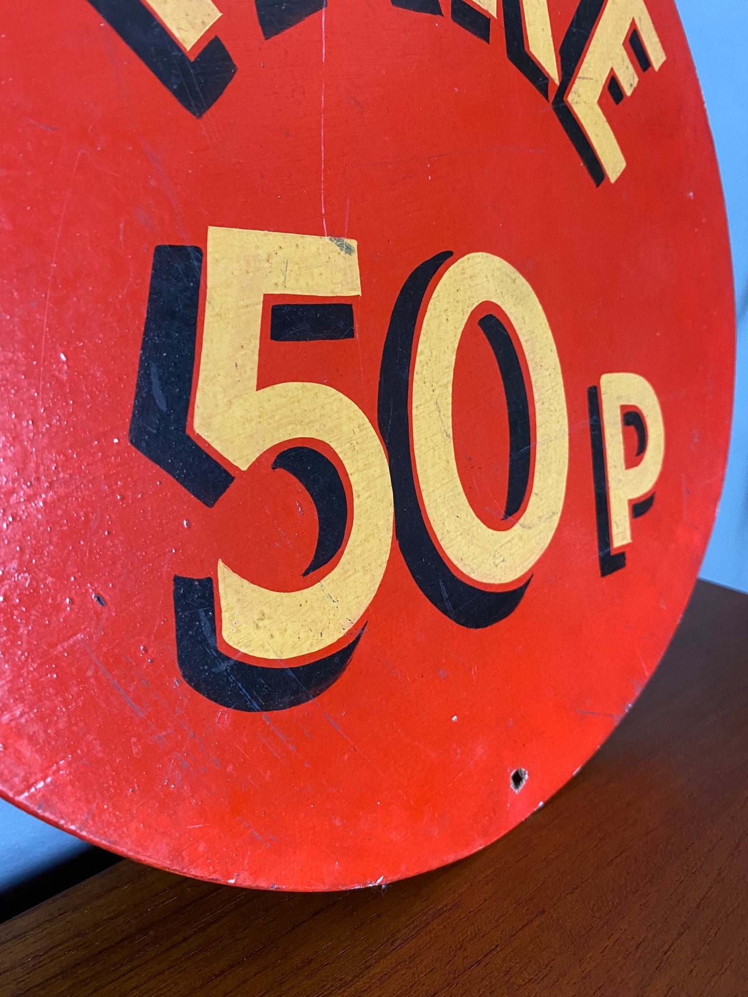 Vintage 'Fare 50p' Fairground Sign - The Vintage Allure