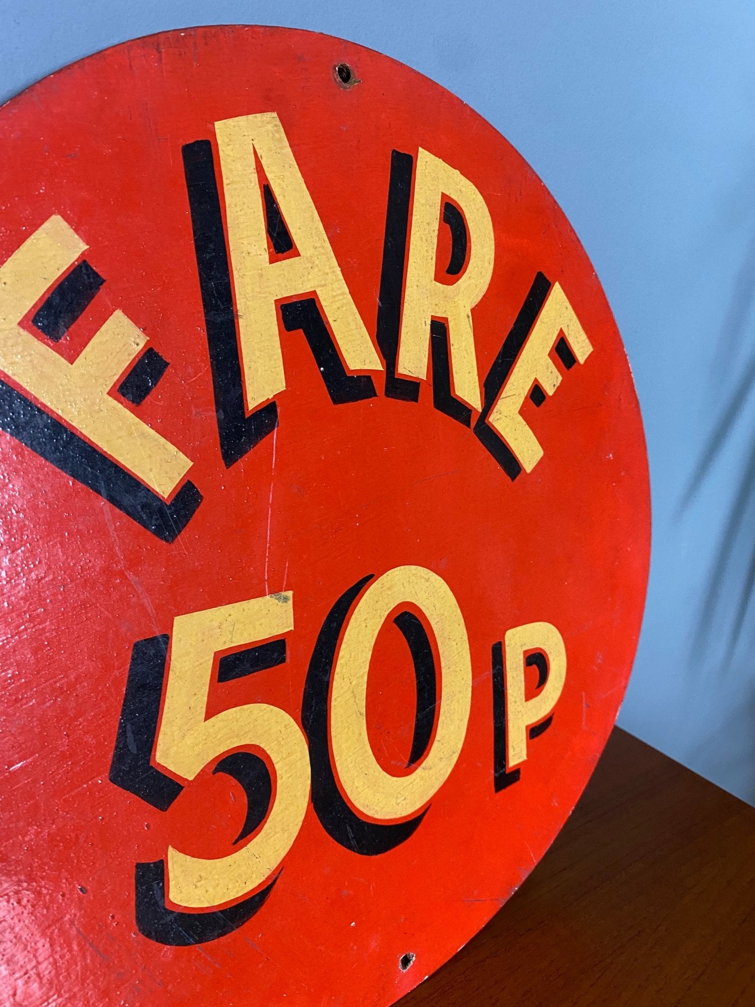 Vintage 'Fare 50p' Fairground Sign - The Vintage Allure