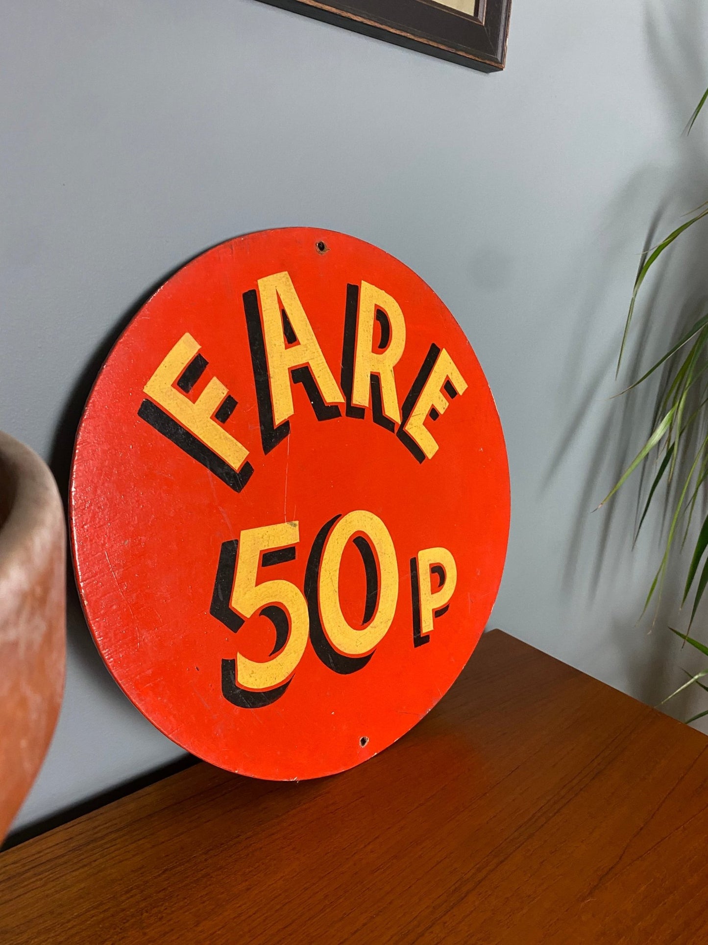 Vintage 'Fare 50p' Fairground Sign - The Vintage Allure
