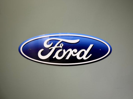 Vintage Ford Oval Perspex Wall Sign | Blue Ford Logo Garage Decor | Automotive Wall Art | Man Cave, Workshop, Car Lover Gift - The Vintage Allure
