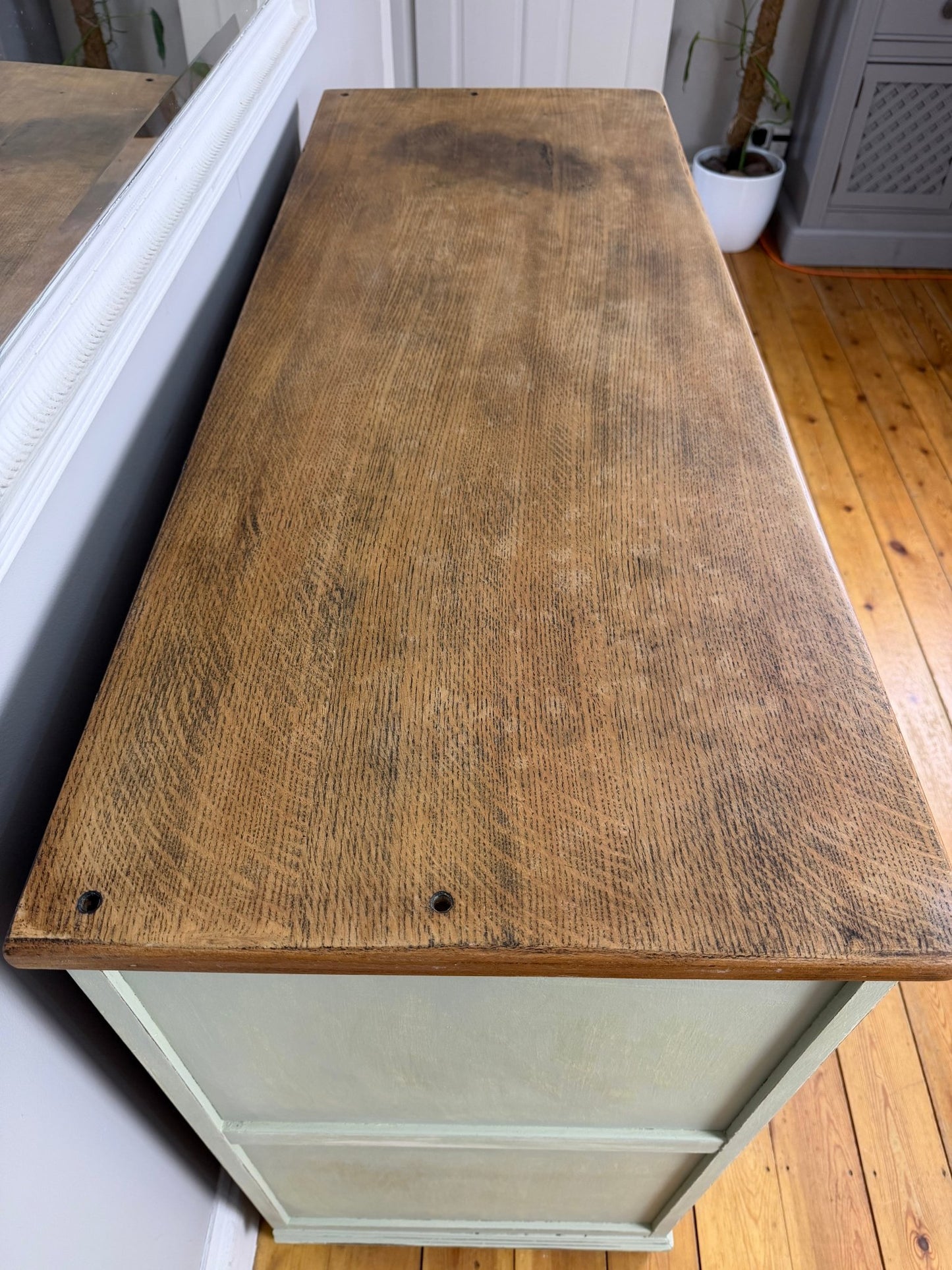 Vintage French Farmhouse Sideboard Distressed Vert de Terre - The Vintage Allure