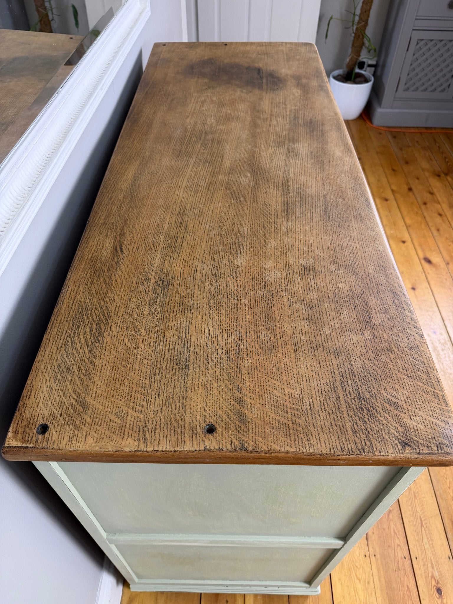 Vintage French Farmhouse Sideboard Distressed Vert de Terre - The Vintage Allure