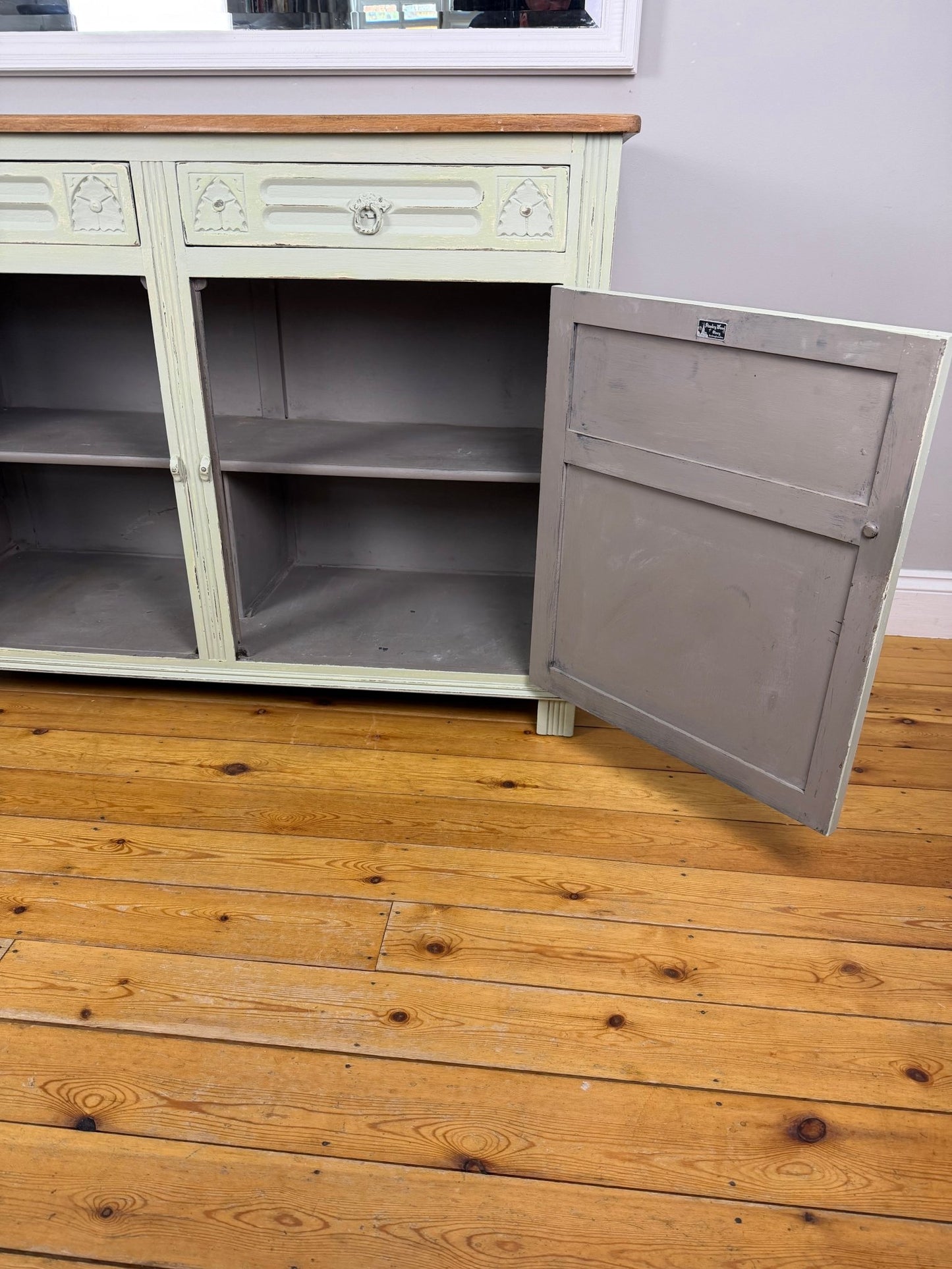 Vintage French Farmhouse Sideboard Distressed Vert de Terre - The Vintage Allure