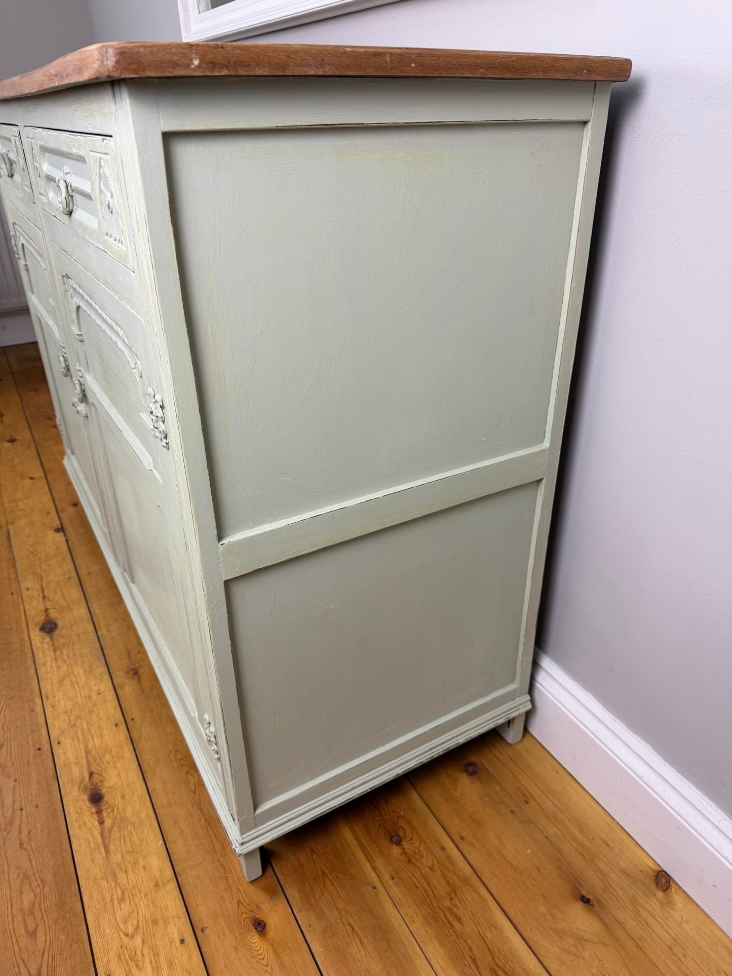 Vintage French Farmhouse Sideboard Distressed Vert de Terre - The Vintage Allure
