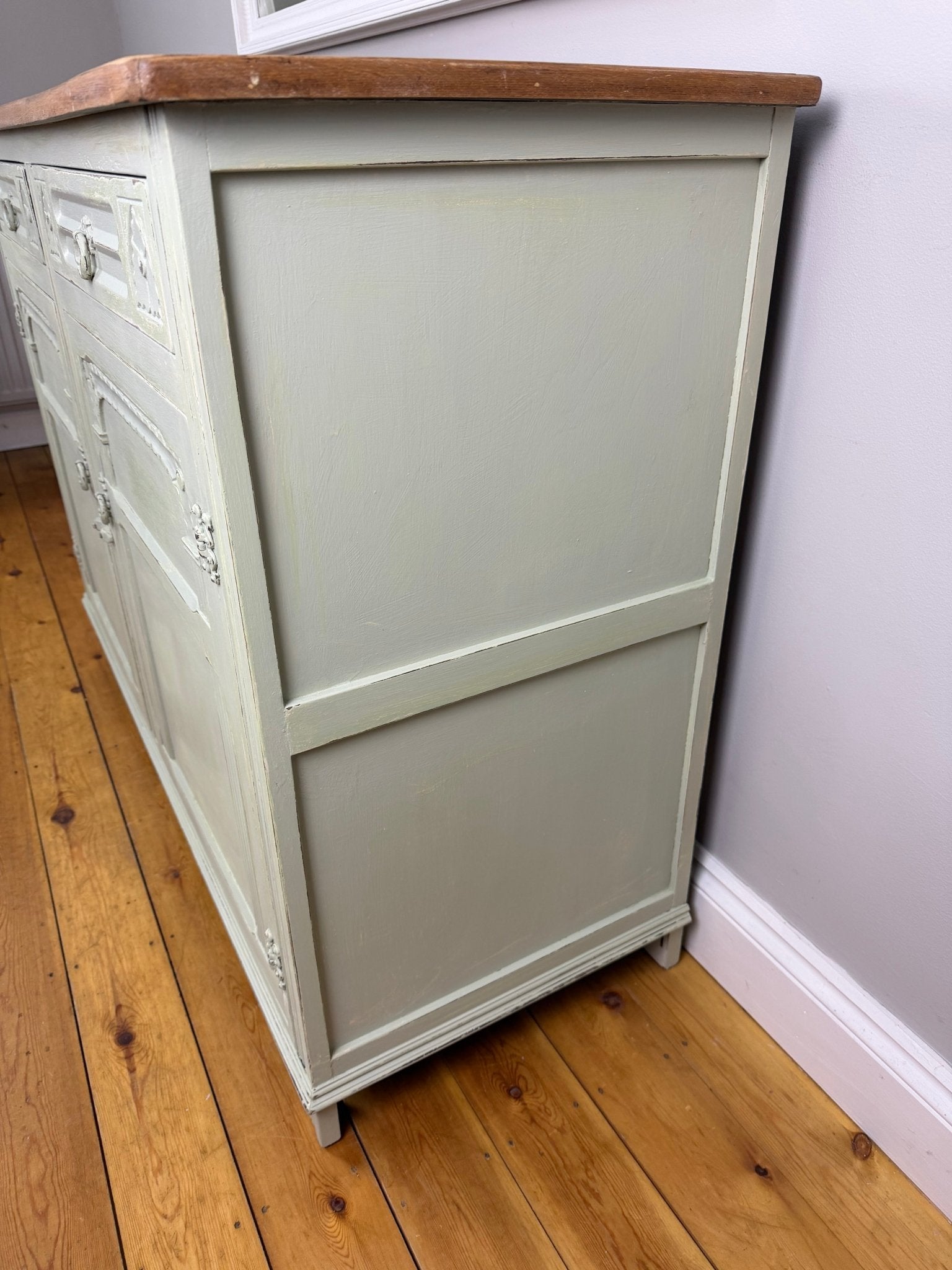 Vintage French Farmhouse Sideboard Distressed Vert de Terre - The Vintage Allure