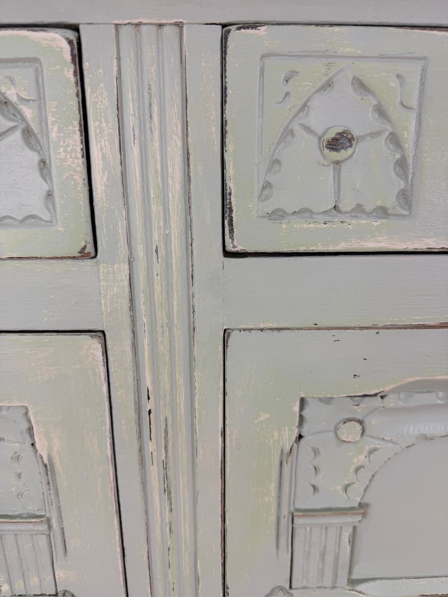 Vintage French Farmhouse Sideboard Distressed Vert de Terre - The Vintage Allure