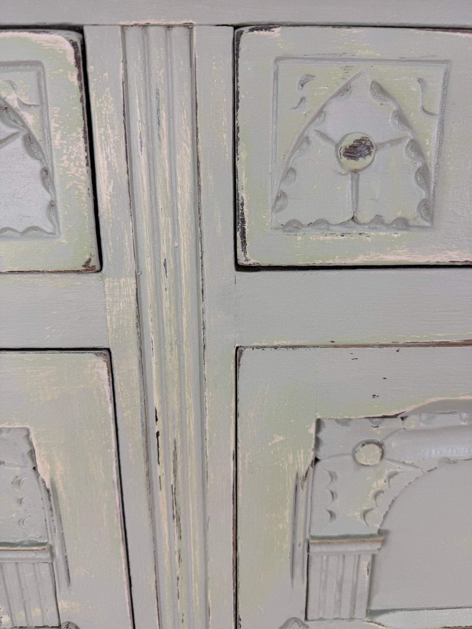 Vintage French Farmhouse Sideboard Distressed Vert de Terre - The Vintage Allure