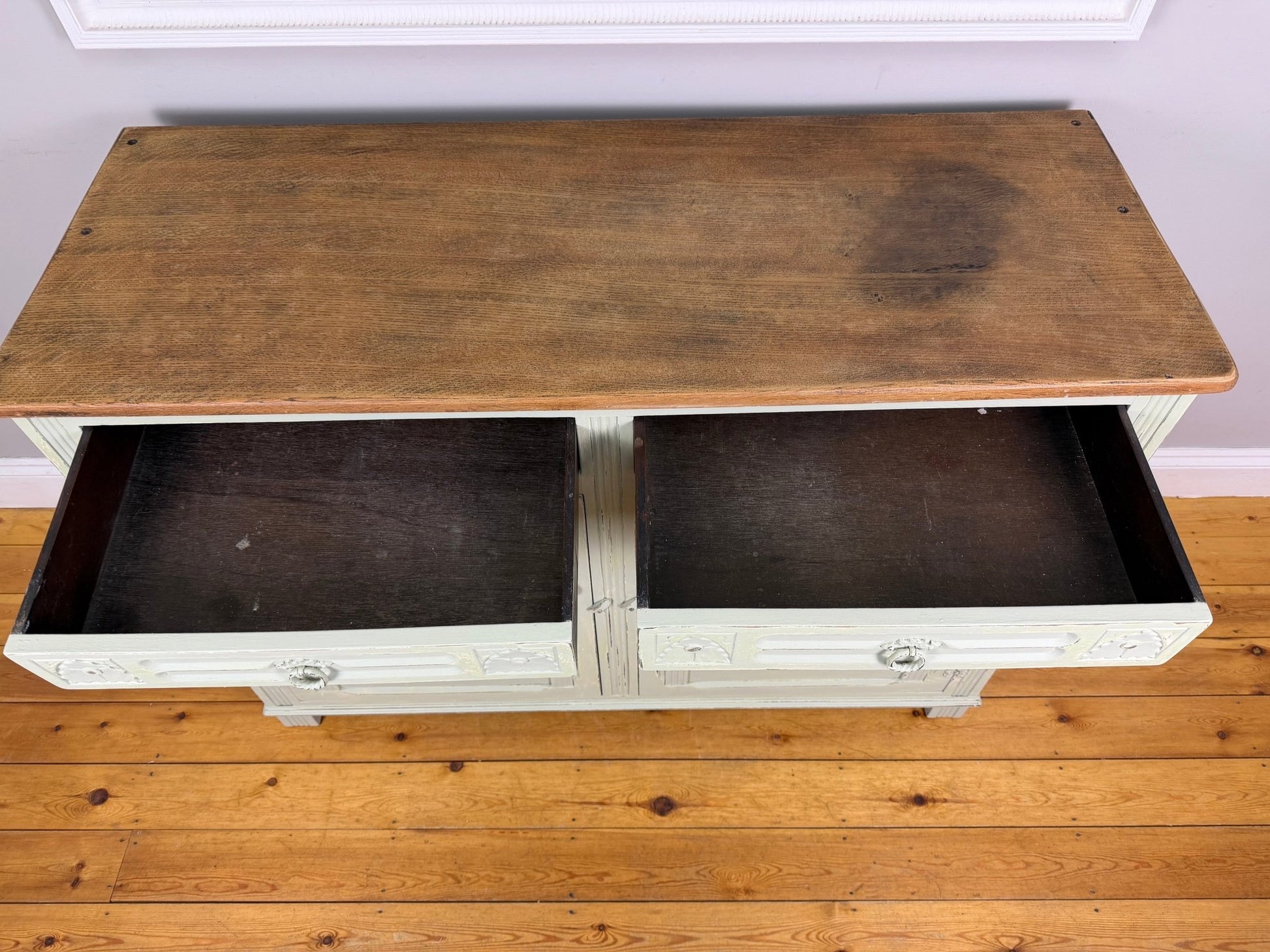 Vintage French Farmhouse Sideboard Distressed Vert de Terre - The Vintage Allure