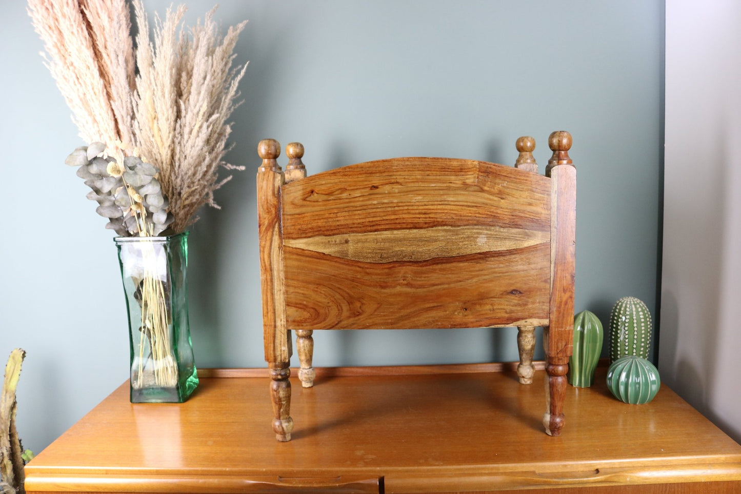 Vintage Indian Hardwood Magazine Rack - The Vintage Allure