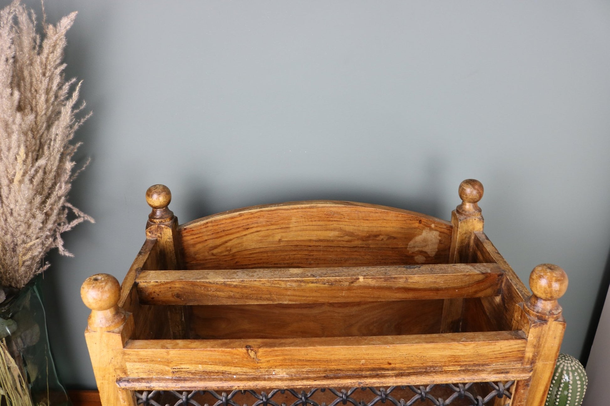 Vintage Indian Hardwood Magazine Rack - The Vintage Allure