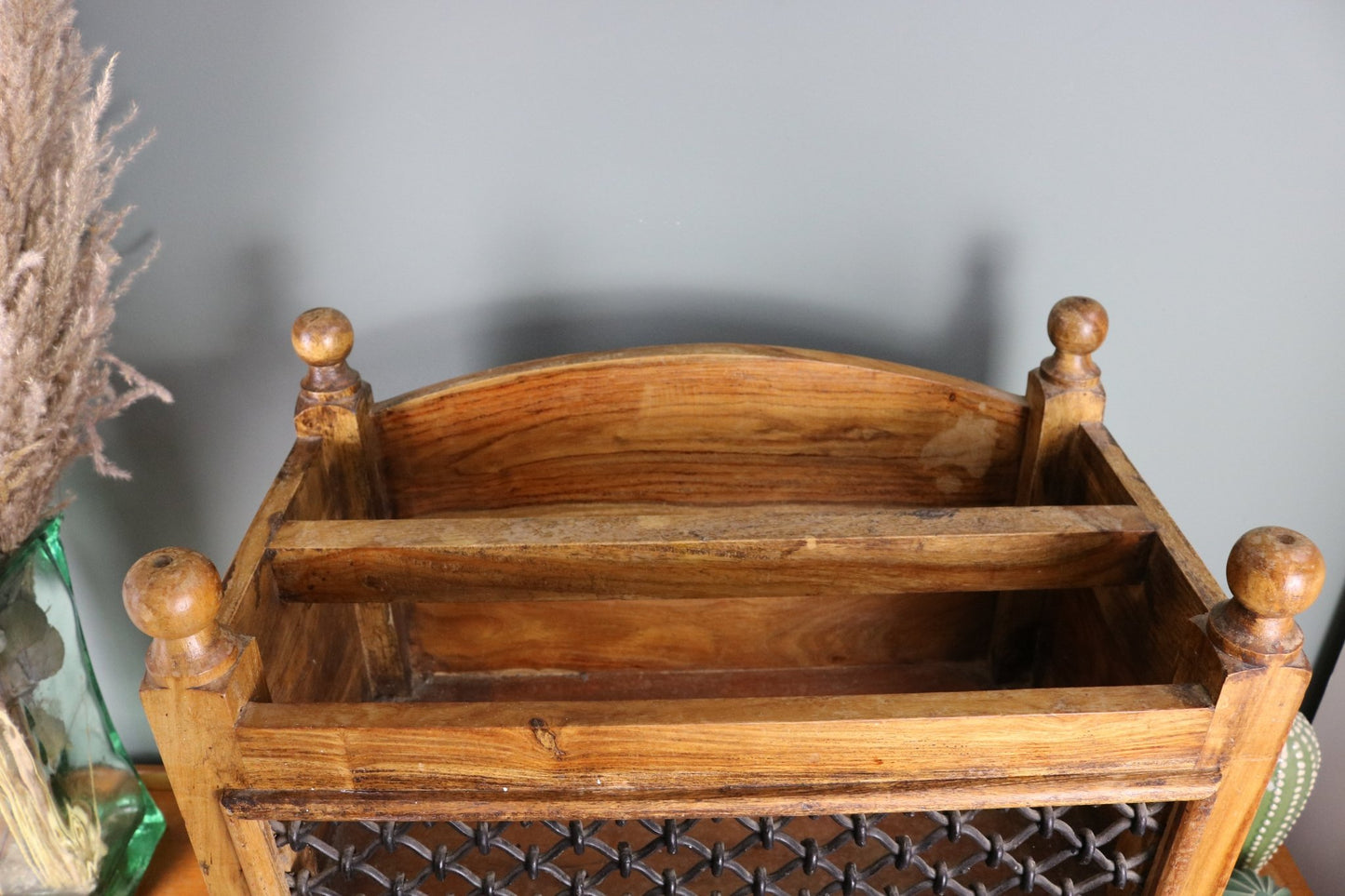 Vintage Indian Hardwood Magazine Rack - The Vintage Allure