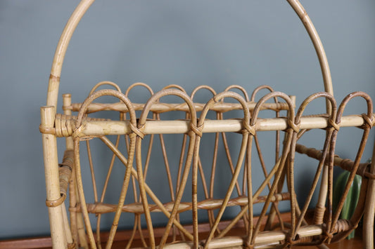 Vintage Magazine Rack Bamboo Cane Boho - The Vintage Allure