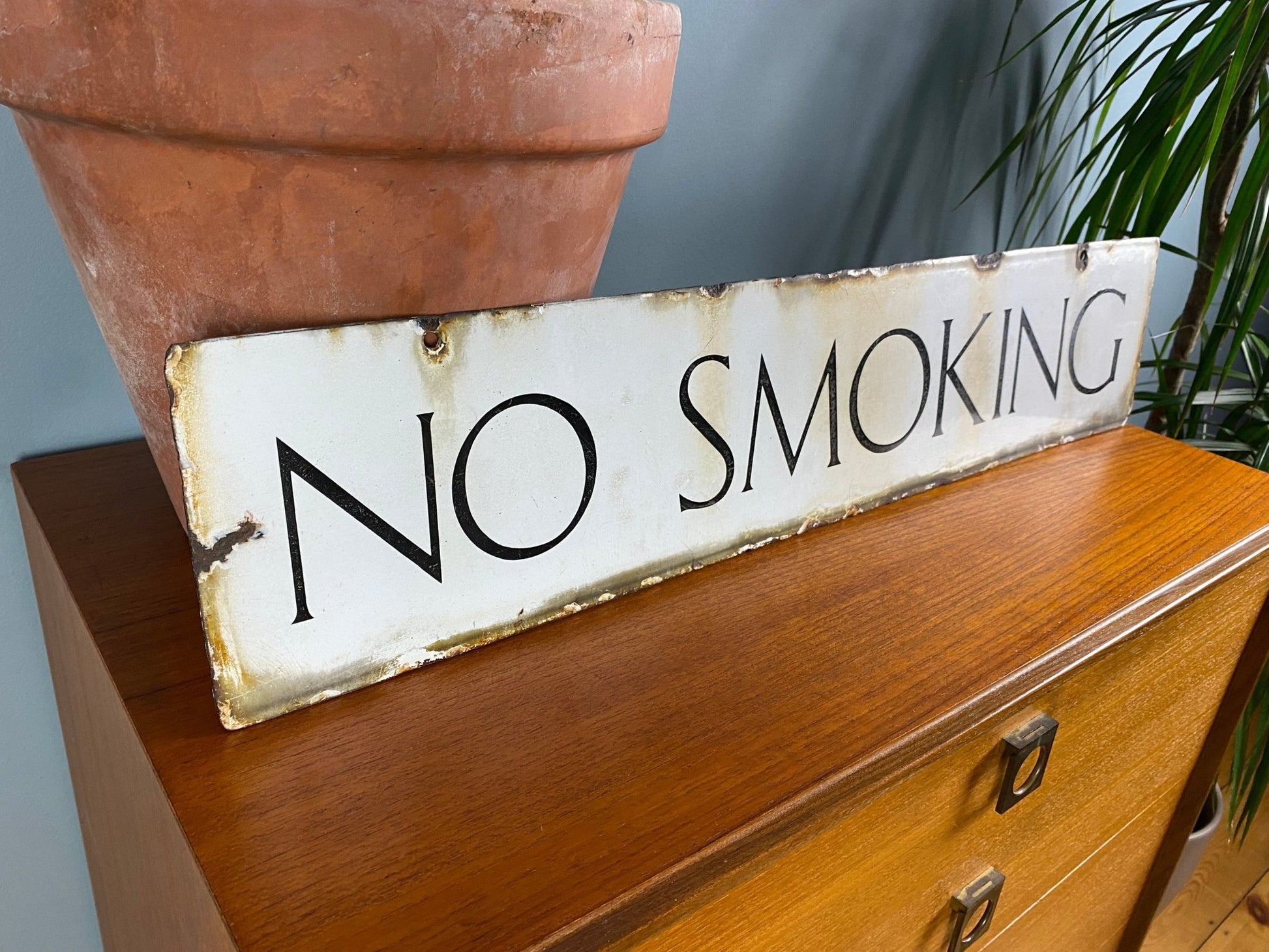 Vintage 'No Smoking' Metal Enamel Sign - The Vintage Allure