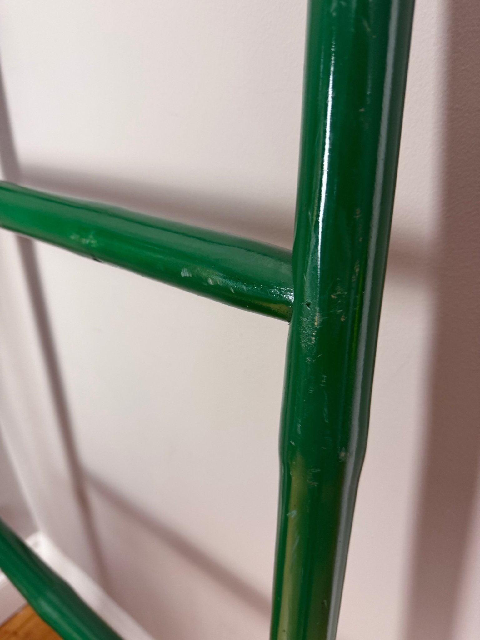 Vintage Painted Bamboo Tapered Ladder Towel Rail Green - The Vintage Allure