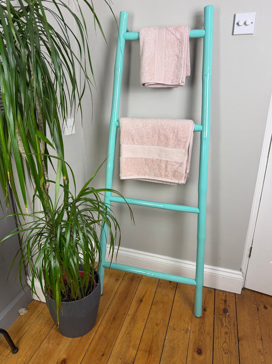 Vintage Painted Bamboo Tapered Ladder Towel Rail - The Vintage Allure