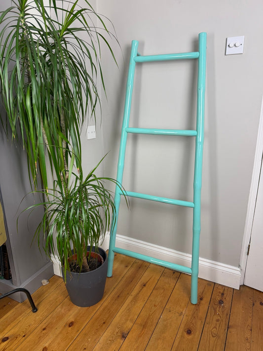 Vintage Painted Bamboo Tapered Ladder Towel Rail - The Vintage Allure