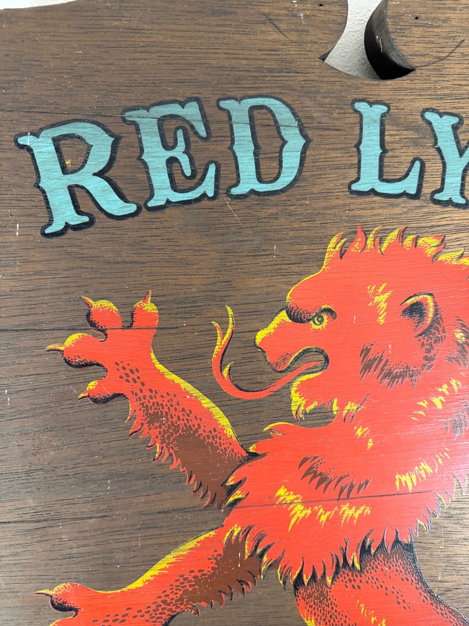 Vintage Pub Sign 'The Red Lyon Tavern' Man Cave Wall Art Bar Sign 1962 - The Vintage Allure