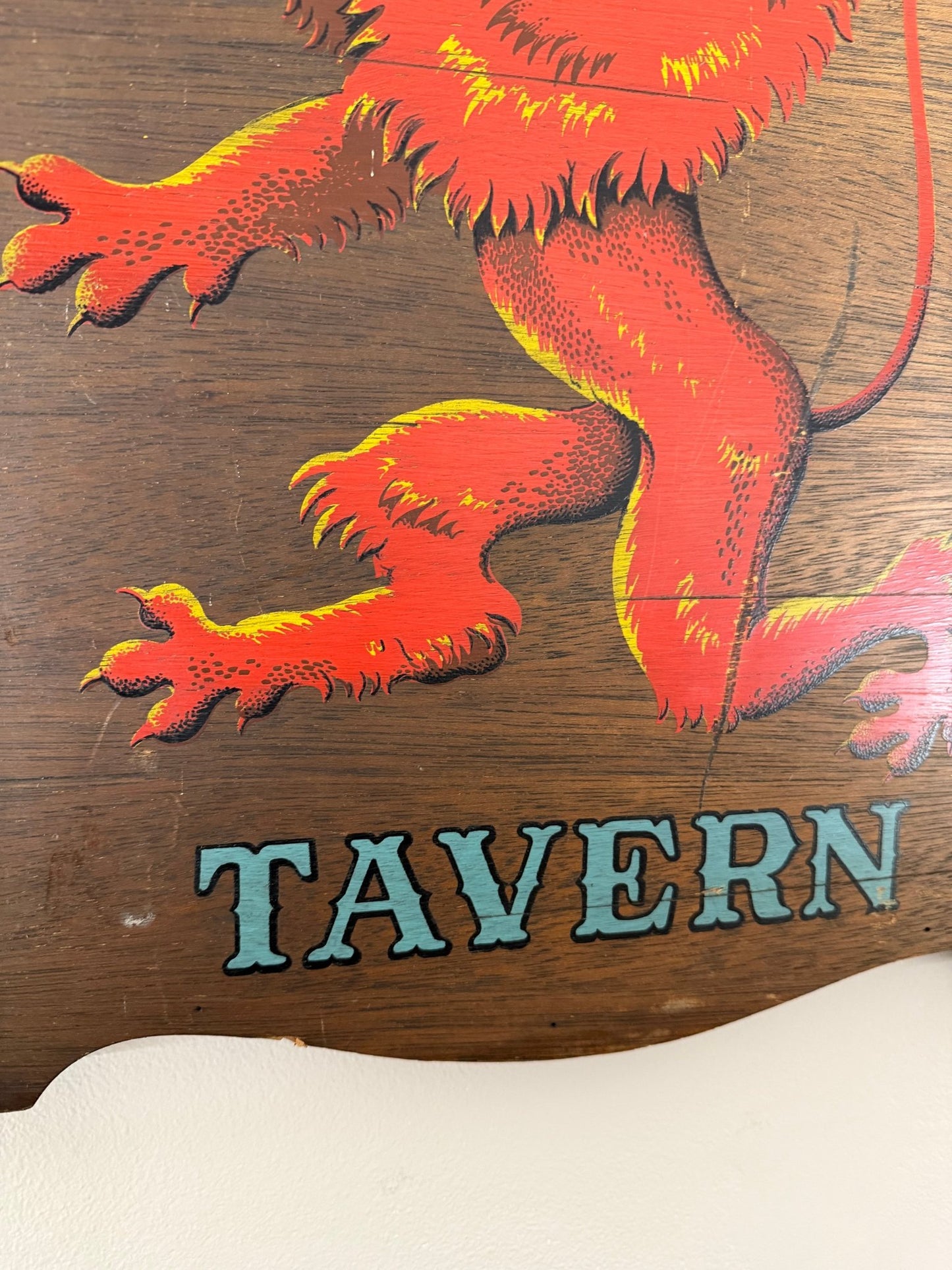Vintage Pub Sign 'The Red Lyon Tavern' Man Cave Wall Art Bar Sign 1962 - The Vintage Allure