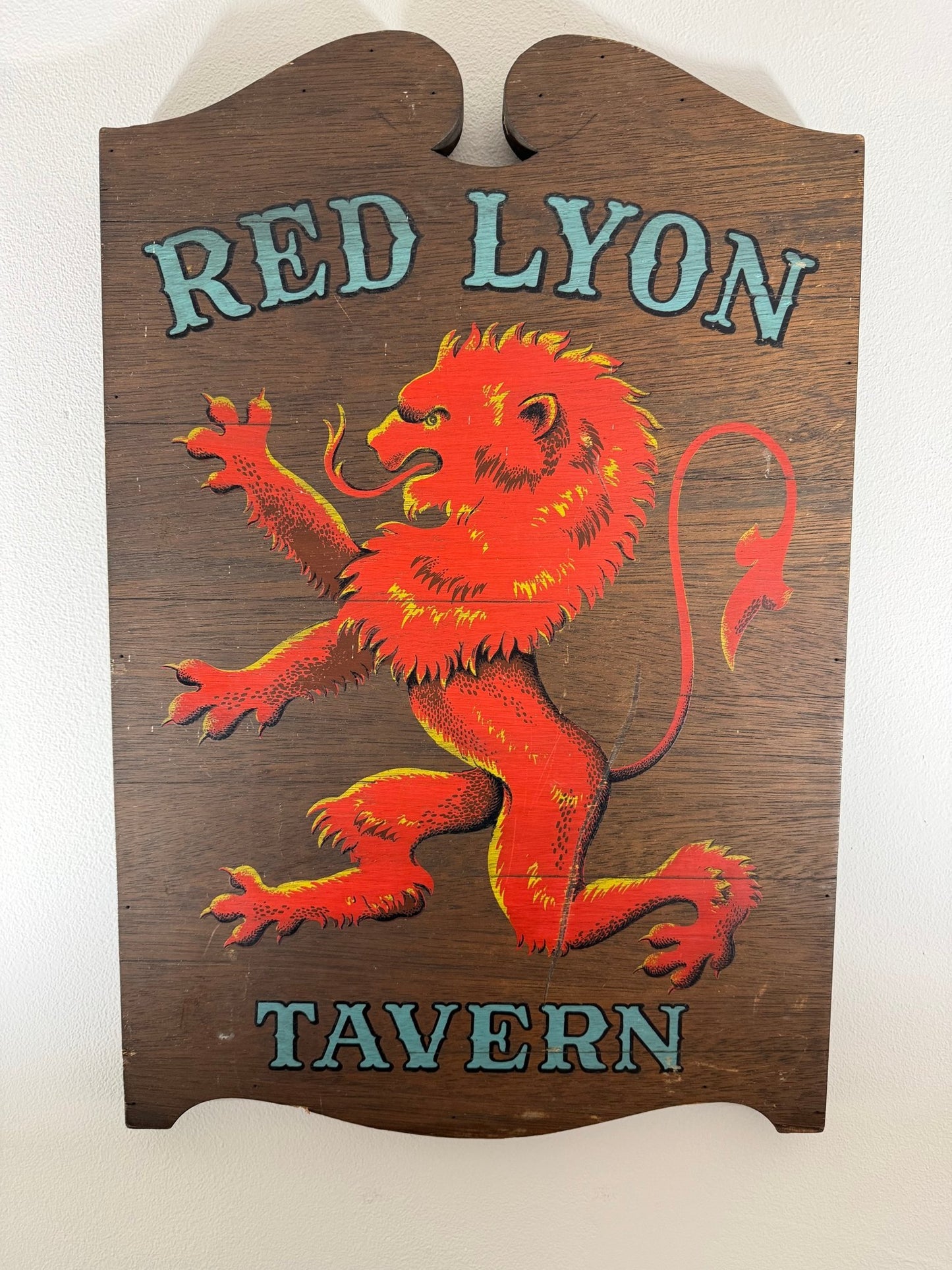 Vintage Pub Sign 'The Red Lyon Tavern' Man Cave Wall Art Bar Sign 1962 - The Vintage Allure